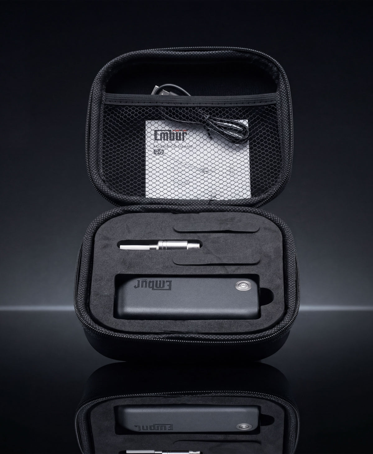EMBUR v3 rechargeable flameless lighter in protective carrying case